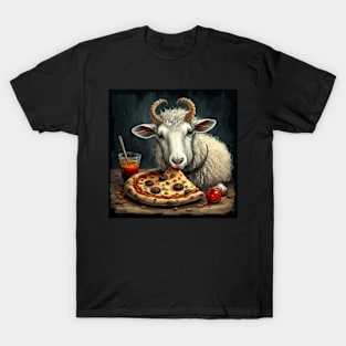 Funny sheep eating pizza gift ideas T-Shirt